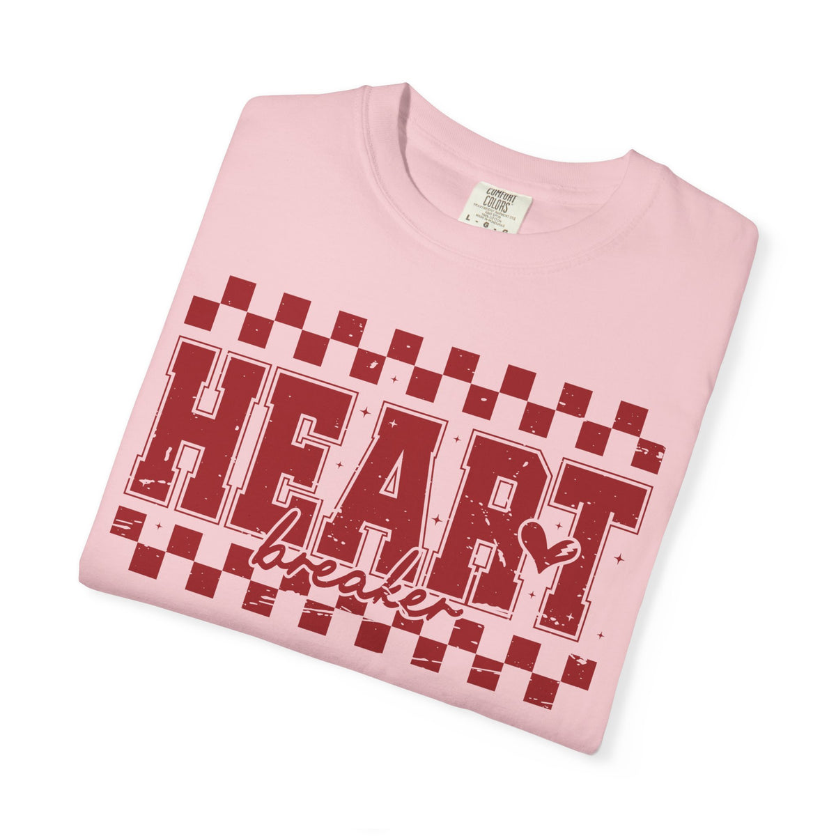 Heart Breaker, Red Checkered Distressed - Comfort Colors | Trendy Women's T-Shirt. Direct to Garment. Printed & Shipped in the USA. Unisex Sizes.