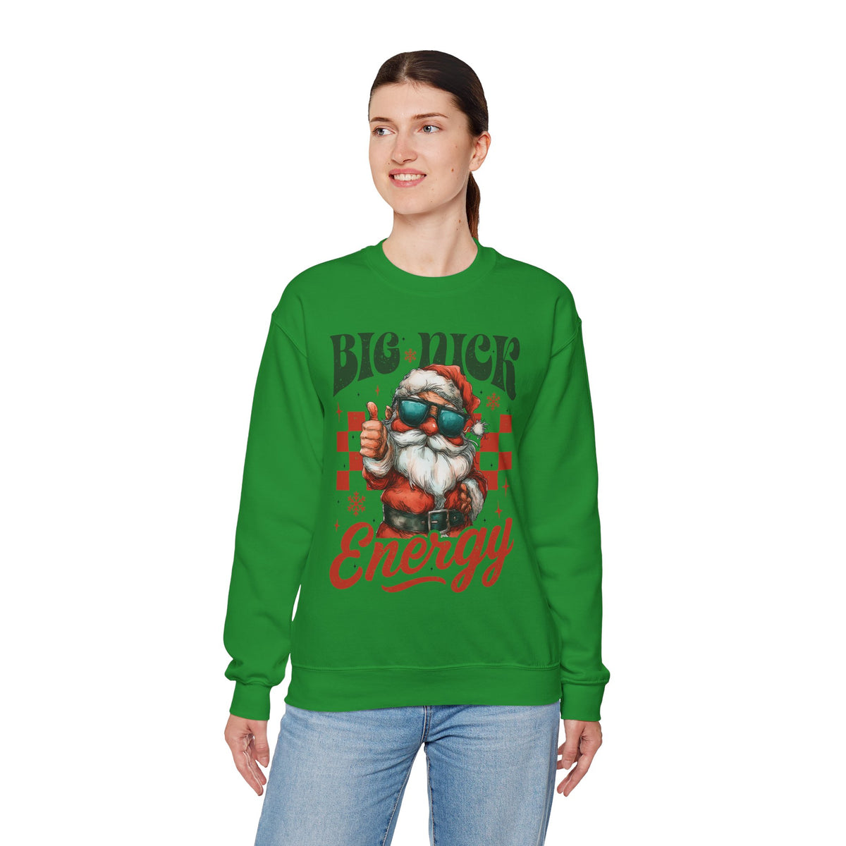 Big Nick Energy - Retro Santa Thumbs Up – Gildan Heavy Blend | Trendy Men's and Women’s Soft Sweatshirt. Direct to Garment. Printed & Shipped in the USA. Unisex Sizes.