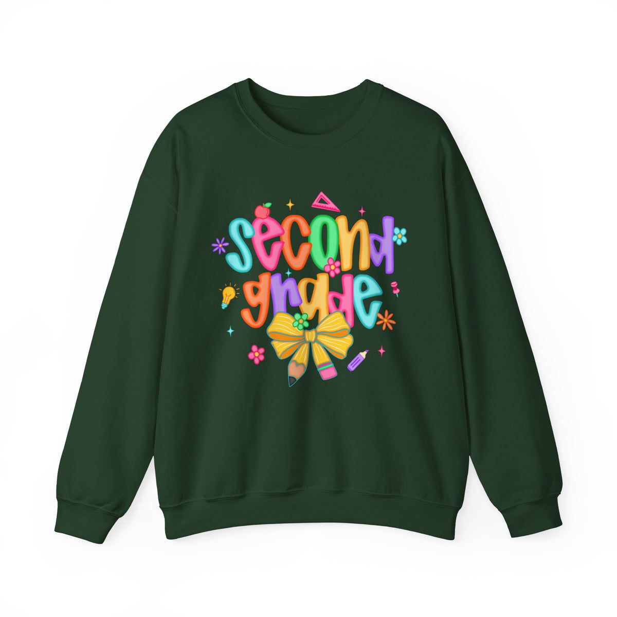 Coquette Second Grade Pencil Bow – Gildan Heavy Blend | Trendy Women’s Soft Sweatshirt. Direct to Garment. Printed & Shipped in the USA. Unisex Sizes.