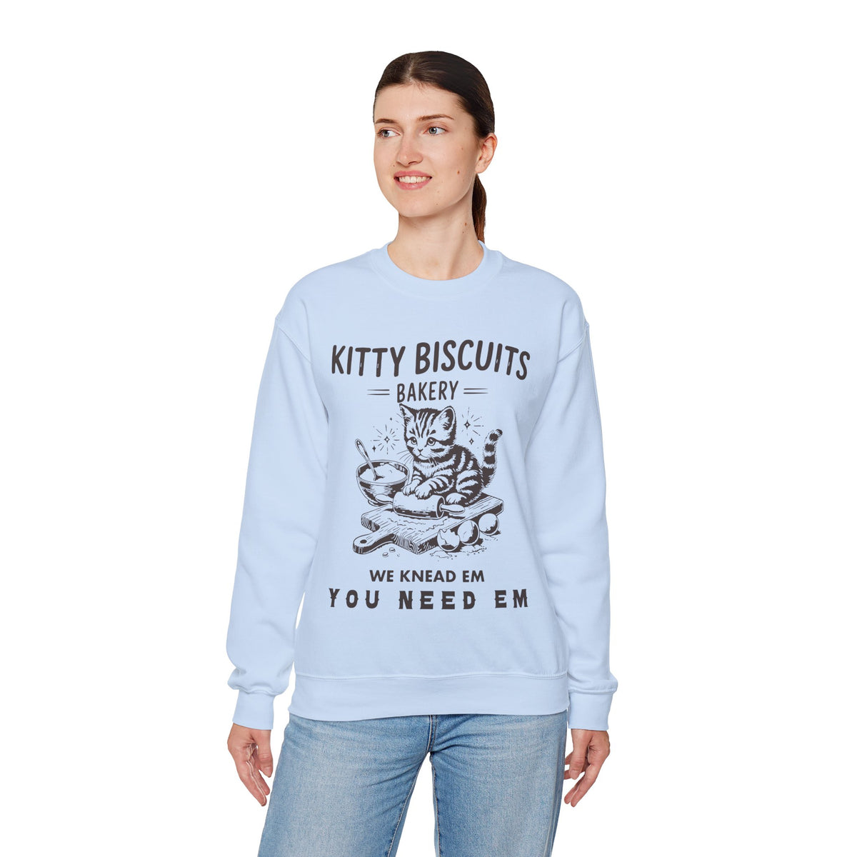 Kitty Biscuits Bakery – Gildan Heavy Blend | Trendy Women’s and Men's Soft Sweatshirt. Direct to Garment. Printed & Shipped in the USA. Unisex Sizes.