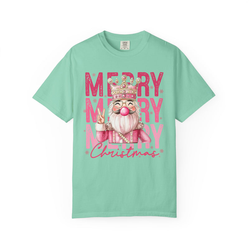 Merry Christmas — Cute Pink Bubblegum Nutcracker  - Comfort Colors | Trendy Women's T-Shirt. Direct to Garment. Printed & Shipped in the USA. Unisex Sizes.
