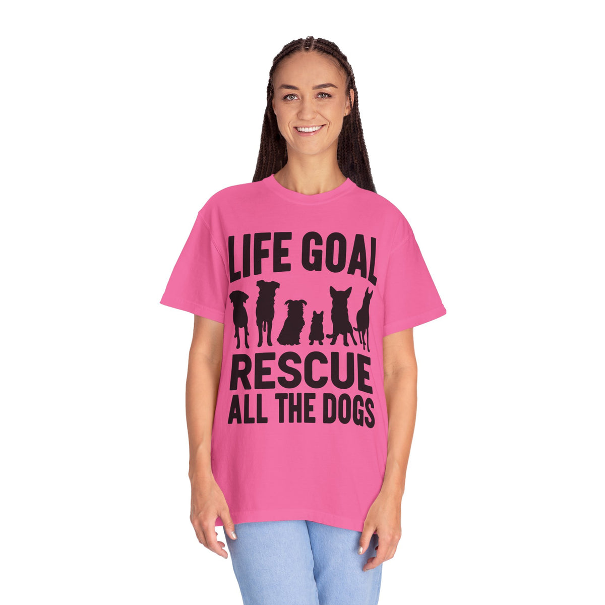 Life Goal Rescue All The Dogs - Comfort Colors | Trendy Unisex T-Shirt. Direct to Garment. Printed & Shipped in the USA. Unisex Sizes.