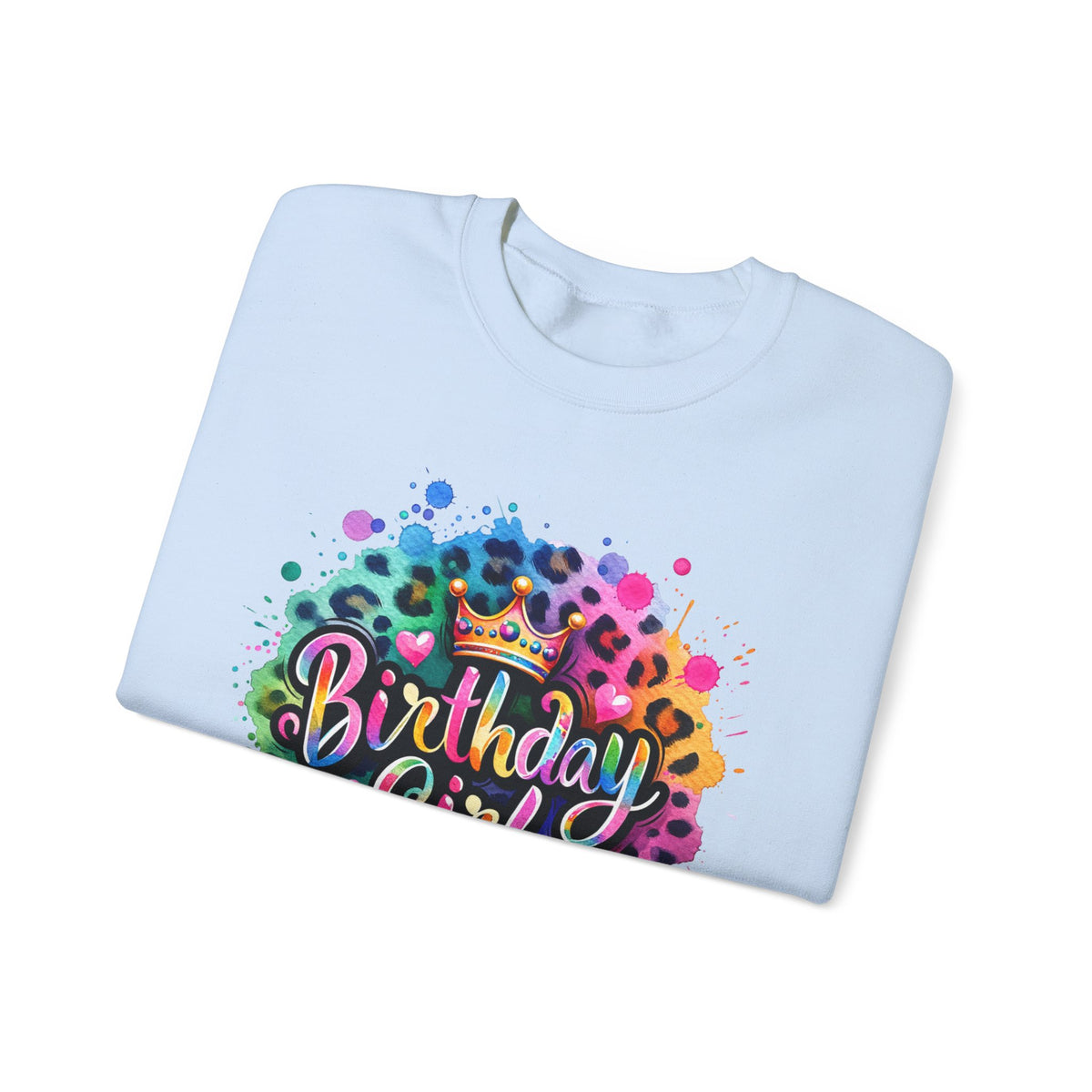 Birthday Girl, Neon Leopard – Gildan Heavy Blend | Trendy Women’s Soft Sweatshirt. Direct to Garment. Printed & Shipped in the USA. Unisex Sizes.