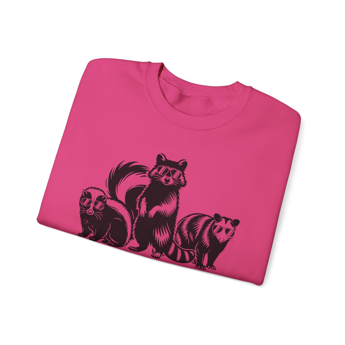 Stay Trashy, Skunk Raccoon Possum – Gildan Heavy Blend | Trendy Women’s and Men's Soft Sweatshirt. Direct to Garment. Printed & Shipped in the USA. Unisex Sizes.