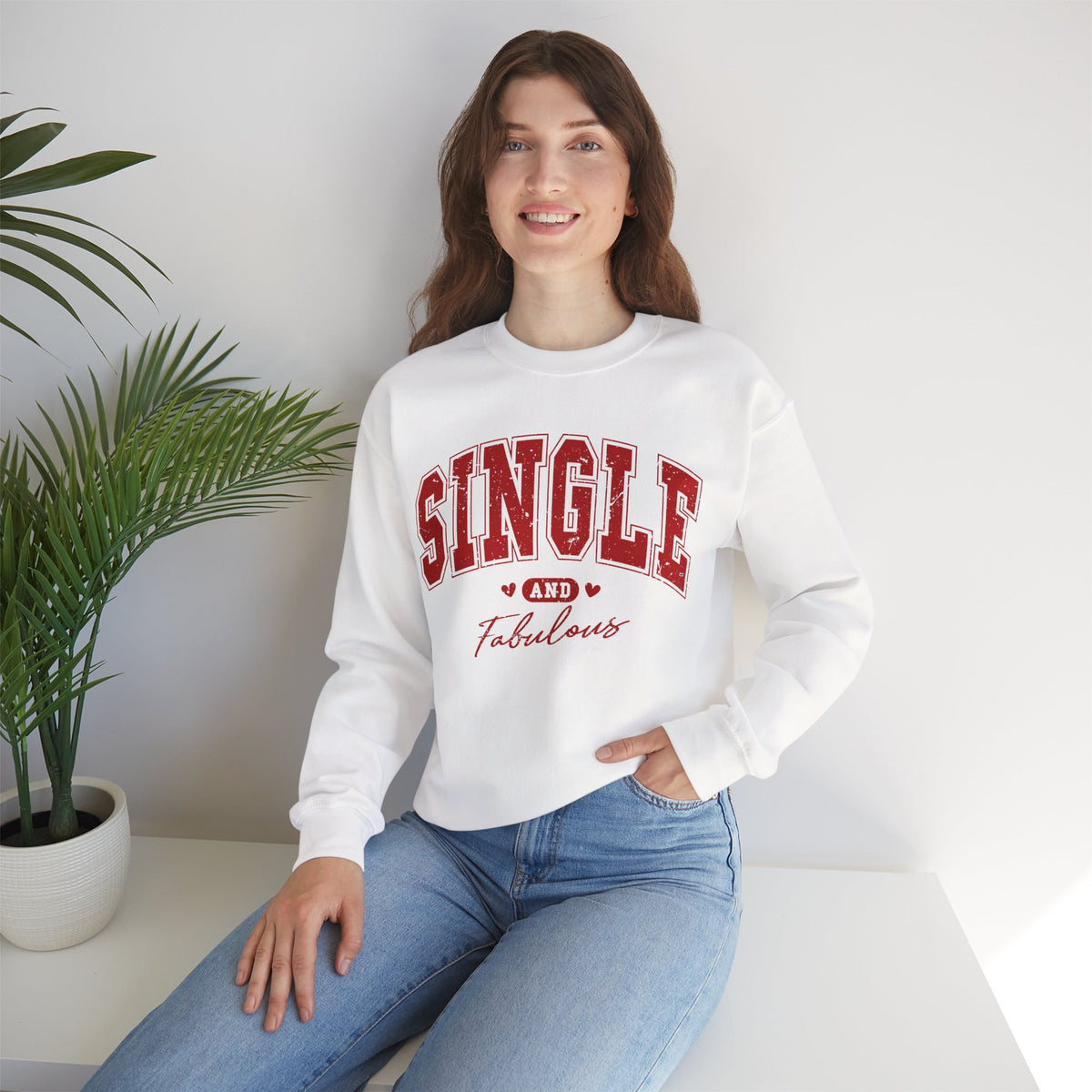 Single and Fabulous - Varsity – Gildan Heavy Blend | Trendy Women’s Soft Sweatshirt. Direct to Garment. Printed & Shipped in the USA. Unisex Sizes.