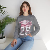 Pink Coquette, Class of 2026 Graduation Cap – Gildan Heavy Blend | Trendy Women’s Soft Sweatshirt. Direct to Garment. Printed & Shipped in the USA. Unisex Sizes.