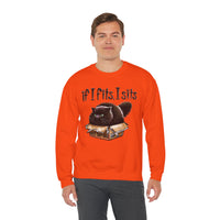 If I Fits I Sits, Cat in a Box – Gildan Heavy Blend | Trendy Women’s and Men's Soft Sweatshirt. Direct to Garment. Printed & Shipped in the USA. Unisex Sizes.