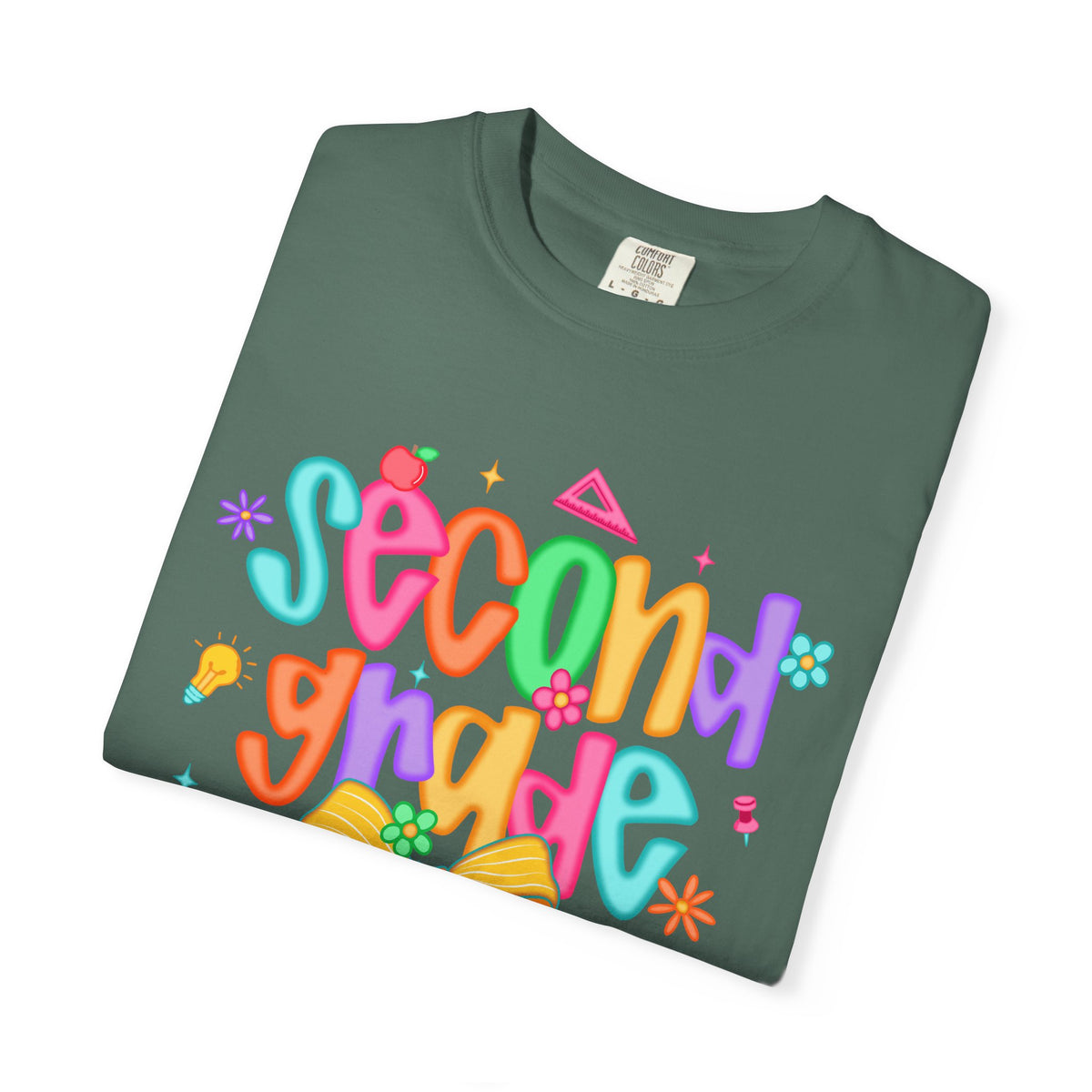 Coquette Second Grade Pencil Bow - Comfort Colors | Trendy Women's T-Shirt. Direct to Garment. Printed & Shipped in the USA. Unisex Sizes.