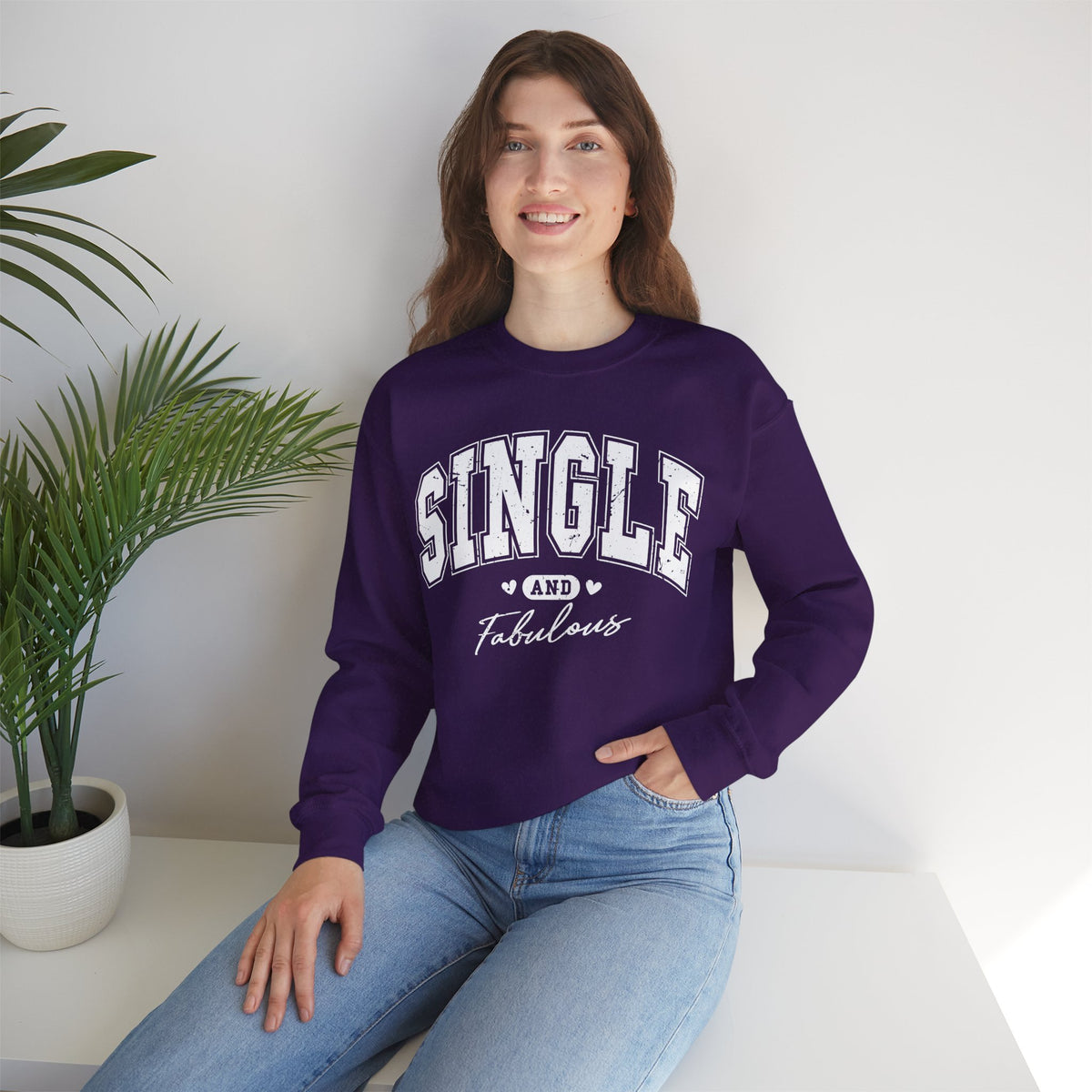 Single and Fabulous - Varsity – Gildan Heavy Blend | Trendy Women’s Soft Sweatshirt. Direct to Garment. Printed & Shipped in the USA. Unisex Sizes.