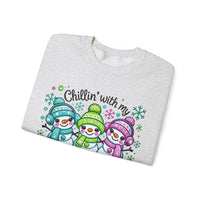 Chillin' With My Snowmies, Winter Snowman – Gildan Heavy Blend | Trendy Women’s Soft Sweatshirt. Direct to Garment. Printed & Shipped in the USA. Unisex Sizes.