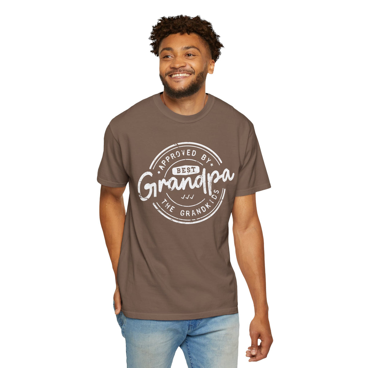 Best Grandpa, Approved by the Grandkids - Comfort Colors | Trendy Men's T-Shirt. Direct to Garment. Printed & Shipped in the USA. Unisex Sizes.
