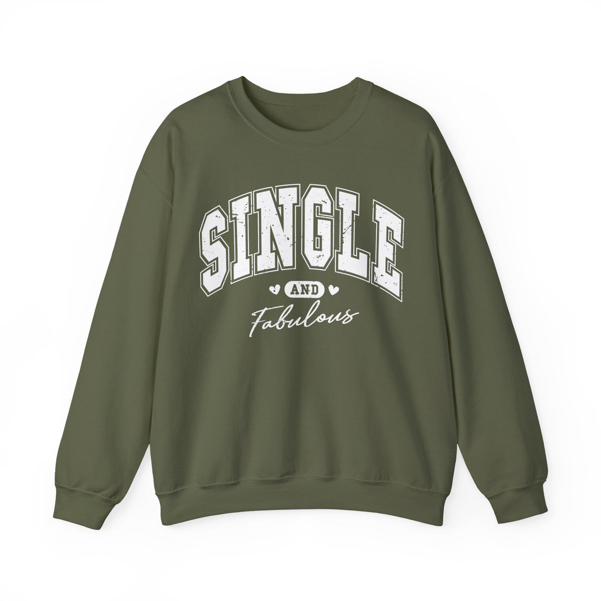 Single and Fabulous - Varsity – Gildan Heavy Blend | Trendy Women’s Soft Sweatshirt. Direct to Garment. Printed & Shipped in the USA. Unisex Sizes.