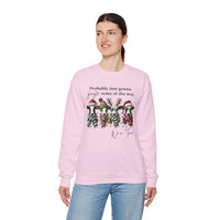 Christmas Cows - Probably Just Gonna Jingle Some Of The Way – Gildan Heavy Blend | Trendy Women’s and Men's Soft Sweatshirt. Direct to Garment. Printed & Shipped in the USA. Unisex Sizes.