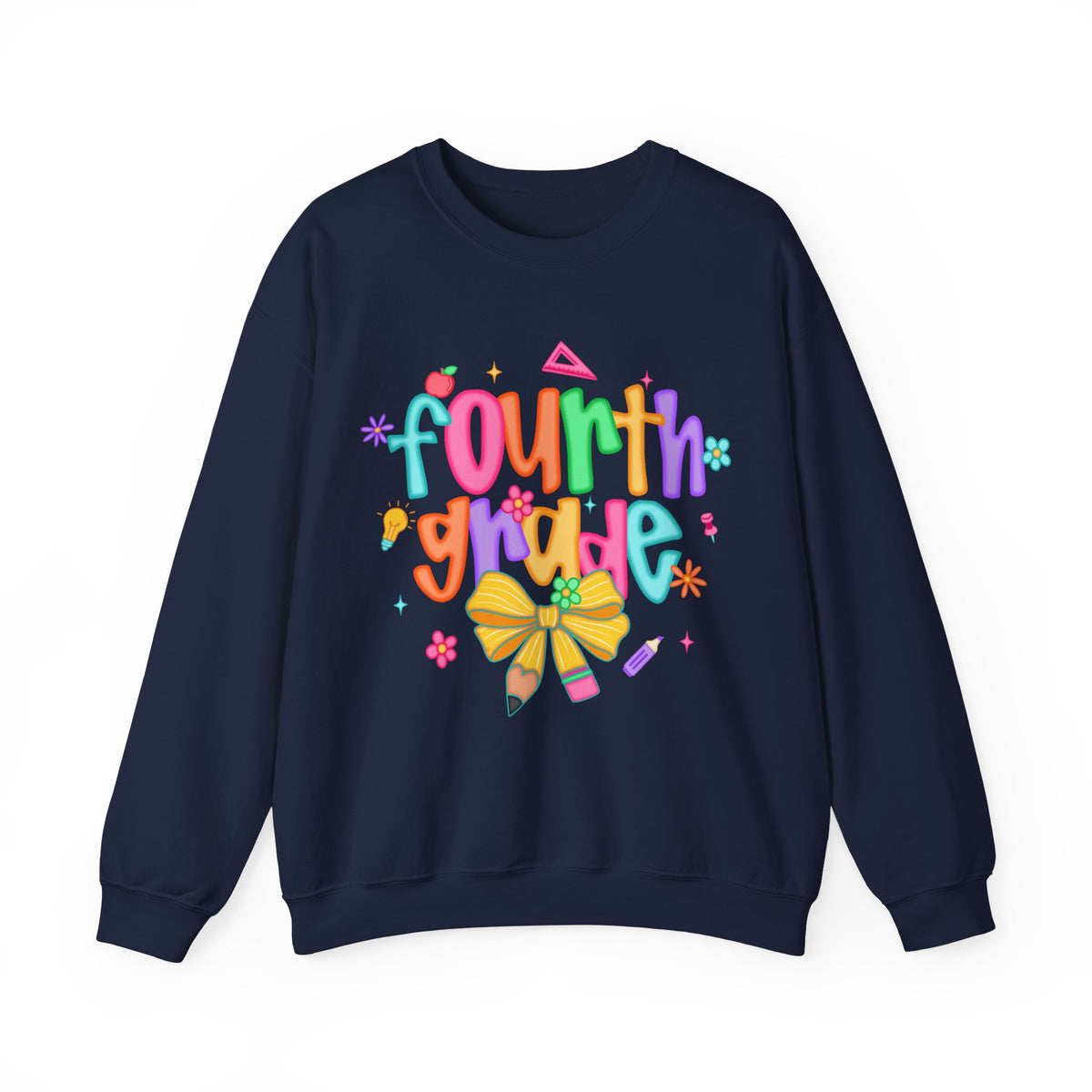 Coquette Fourth Grade Pencil Bow – Gildan Heavy Blend | Trendy Women’s Soft Sweatshirt. Direct to Garment. Printed & Shipped in the USA. Unisex Sizes.