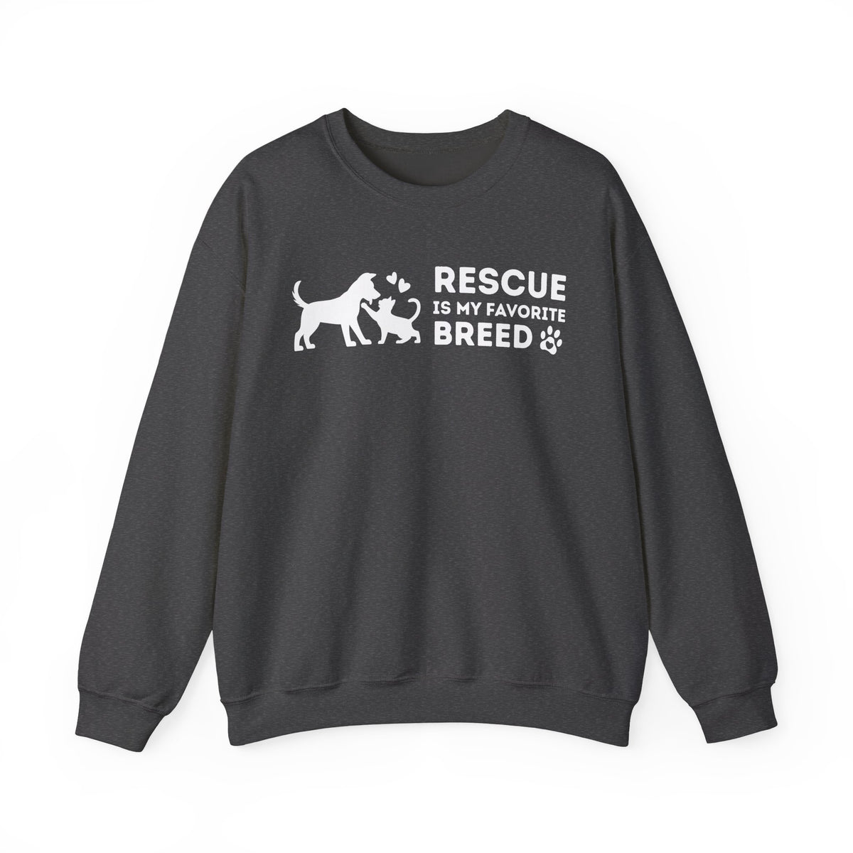 Rescue Is My Favorite Breed *This Shirt Saves Lives* – Gildan Heavy Blend | Trendy Men's and Women’s Soft Sweatshirt. Direct to Garment. Printed & Shipped in the USA. Unisex Sizes.