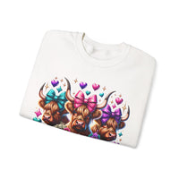 Cute Highland Cows Bingo Squad – Gildan Heavy Blend | Trendy Women’s Soft Sweatshirt. Direct to Garment. Printed & Shipped in the USA. Unisex Sizes.