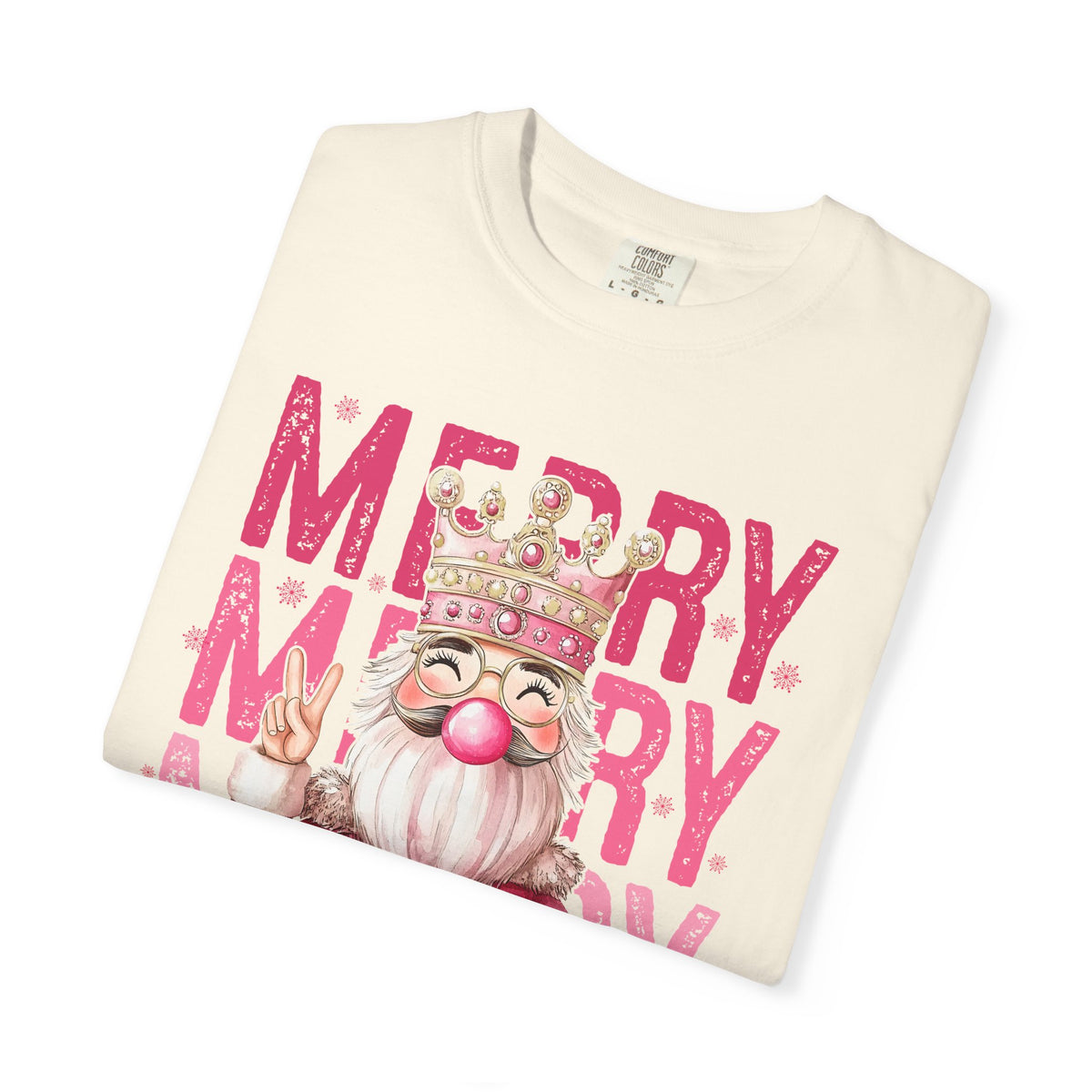 Merry Christmas — Cute Pink Bubblegum Nutcracker  - Comfort Colors | Trendy Women's T-Shirt. Direct to Garment. Printed & Shipped in the USA. Unisex Sizes.