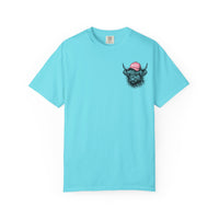 Head Heffa Highland Cow, Front & Back Print - Comfort Colors | Trendy Women's T-Shirt. Direct to Garment. Printed & Shipped in the USA. Unisex Sizes.