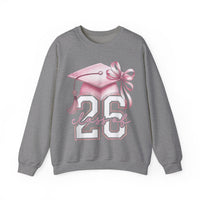 Pink Coquette, Class of 2026 Graduation Cap – Gildan Heavy Blend | Trendy Women’s Soft Sweatshirt. Direct to Garment. Printed & Shipped in the USA. Unisex Sizes.