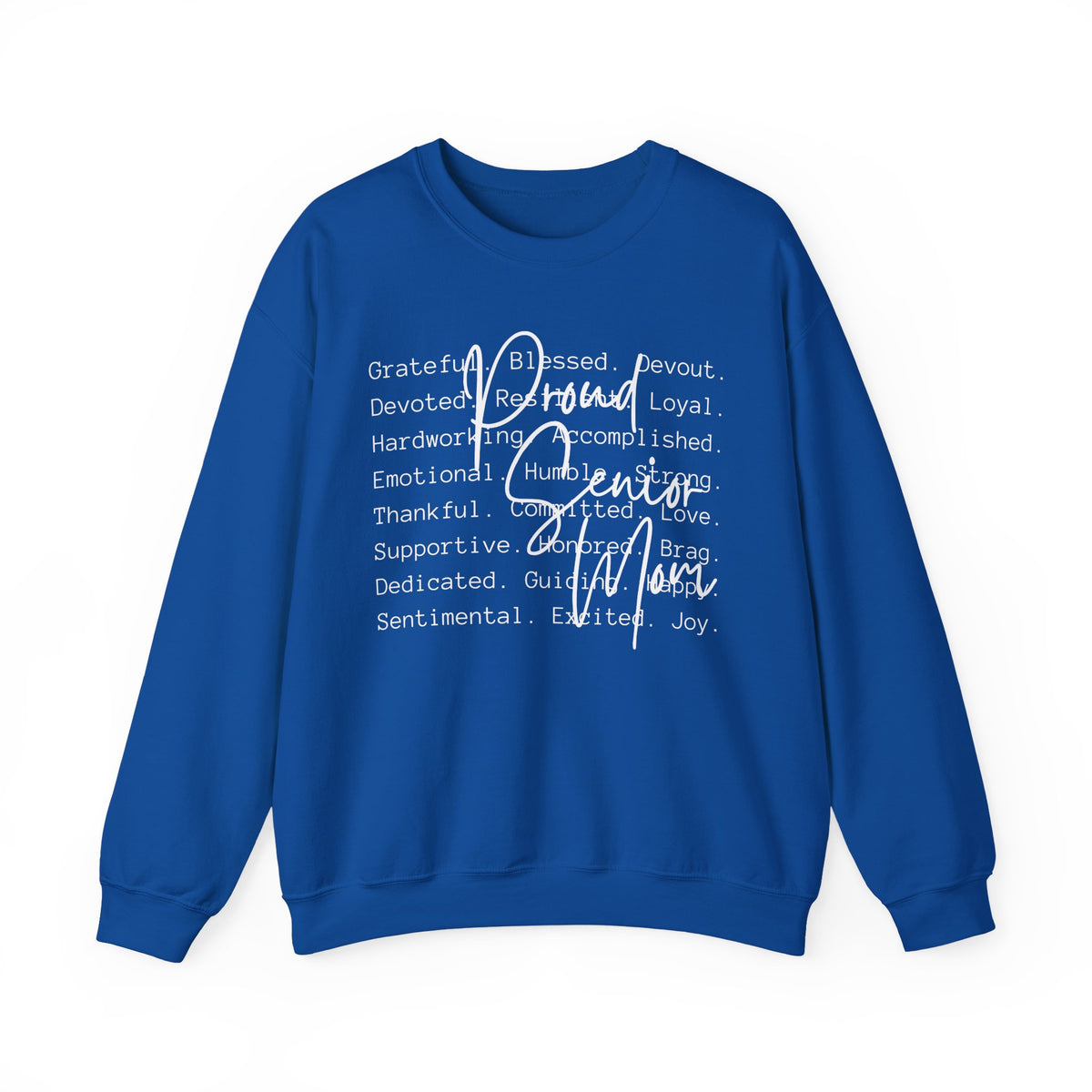 Proud Senior Mom, Description – Gildan Heavy Blend | Trendy Women’s Soft Sweatshirt. Direct to Garment. Printed & Shipped in the USA. Unisex Sizes.