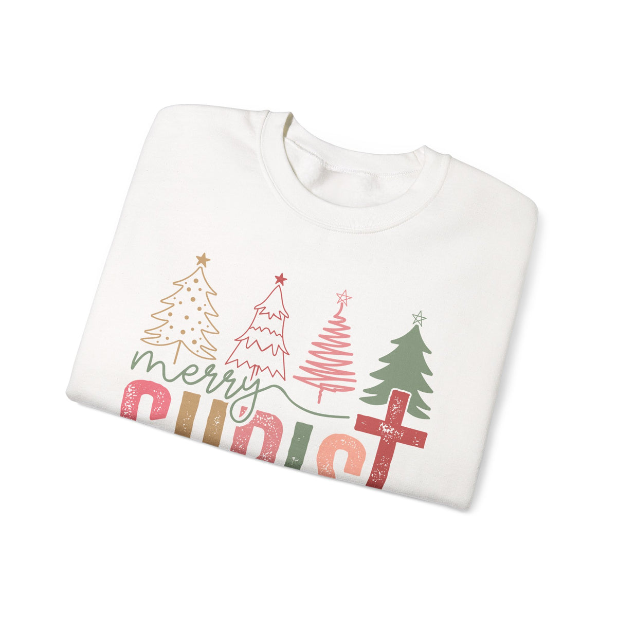Merry ChrisTmas Christian Faith Graphic – Gildan Heavy Blend | Trendy Women’s Soft Sweatshirt. Direct to Garment. Printed & Shipped in the USA. Unisex Sizes.