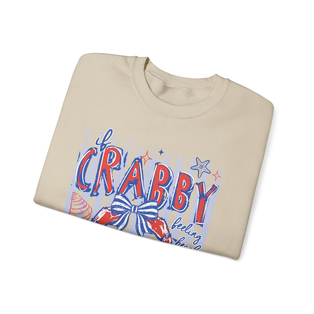If Crabby, Please Return to Beach – Gildan Heavy Blend | Trendy Men's & Women’s Soft Sweatshirt. Direct to Garment. Printed & Shipped in the USA. Unisex Sizes.