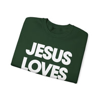 Jesus Loves You – Gildan Heavy Blend | Trendy Women’s and Men's Soft Sweatshirt. Direct to Garment. Printed & Shipped in the USA. Unisex Sizes.