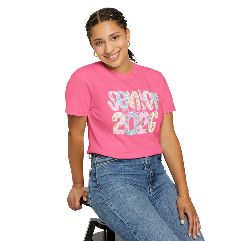 Class of 2026 Senior - Pink Coquette Bow - Comfort Colors | Trendy Women's T-Shirt. Direct to Garment. Printed & Shipped in the USA. Unisex Sizes.