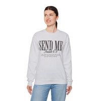 Send Me, Vintage - Faith – Gildan Heavy Blend | Trendy Women’s and Men's Soft Sweatshirt. Direct to Garment. Printed & Shipped in the USA. Unisex Sizes.