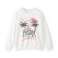 Feral Girl Summer, Possum on a Beach – Gildan Heavy Blend | Trendy Women’s Soft Sweatshirt. Direct to Garment. Printed & Shipped in the USA. Unisex Sizes.