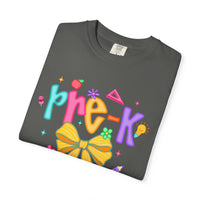 Coquette Pre-K Pencil Bow - Comfort Colors | Trendy Women's T-Shirt. Direct to Garment. Printed & Shipped in the USA. Unisex Sizes.
