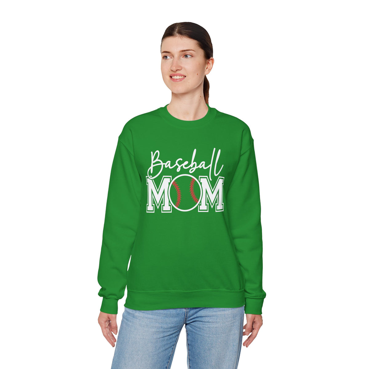 Baseball Mom – Gildan Heavy Blend | Trendy Women’s Soft Sweatshirt. Direct to Garment. Printed & Shipped in the USA. Unisex Sizes.