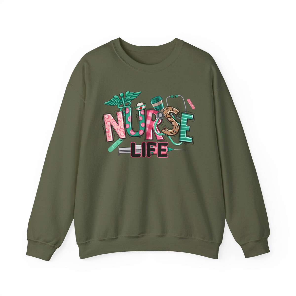 Nurse Life Cute Preppy Healthcare – Gildan Heavy Blend | Trendy Women’s Soft Sweatshirt. Direct to Garment. Printed & Shipped in the USA. Unisex Sizes.