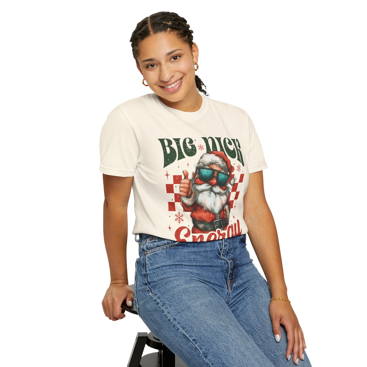 Big Nick Energy - Retro Santa Thumbs Up  - Comfort Colors | Trendy Women's T-Shirt. Direct to Garment. Printed & Shipped in the USA. Unisex Sizes.
