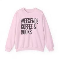 Weekends, Coffee & Books, Vintage – Gildan Heavy Blend | Trendy Women’s and Men's Soft Sweatshirt. Direct to Garment. Printed & Shipped in the USA. Unisex Sizes.