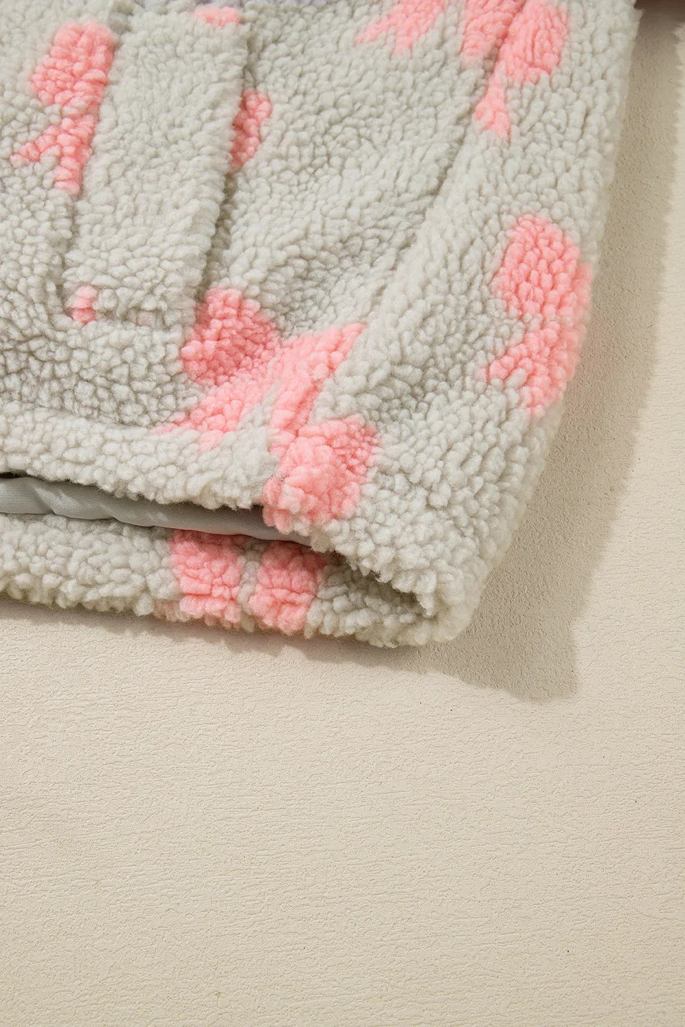 Gray Quarter Zip Pullover w/Pink Bows and Accents