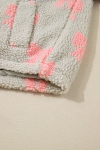 Gray Quarter Zip Pullover w/Pink Bows and Accents