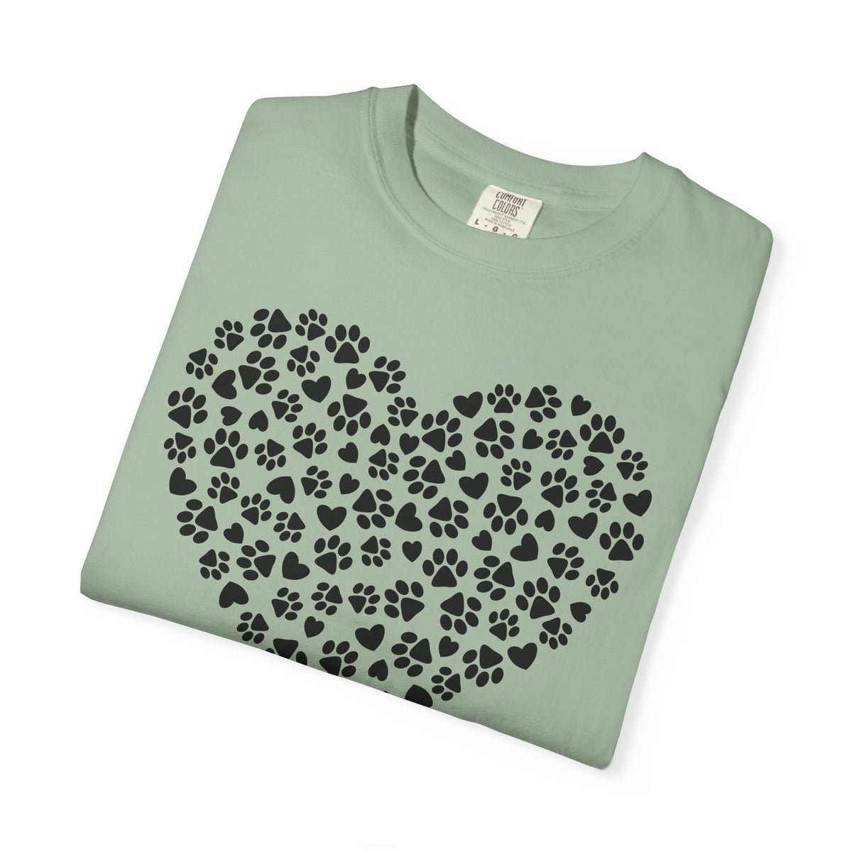 Dog Paw Heart - Comfort Colors | Trendy Women's T-Shirt. Direct to Garment. Printed & Shipped in the USA. Unisex Sizes.