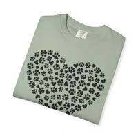 Dog Paw Heart - Comfort Colors | Trendy Women's T-Shirt. Direct to Garment. Printed & Shipped in the USA. Unisex Sizes.