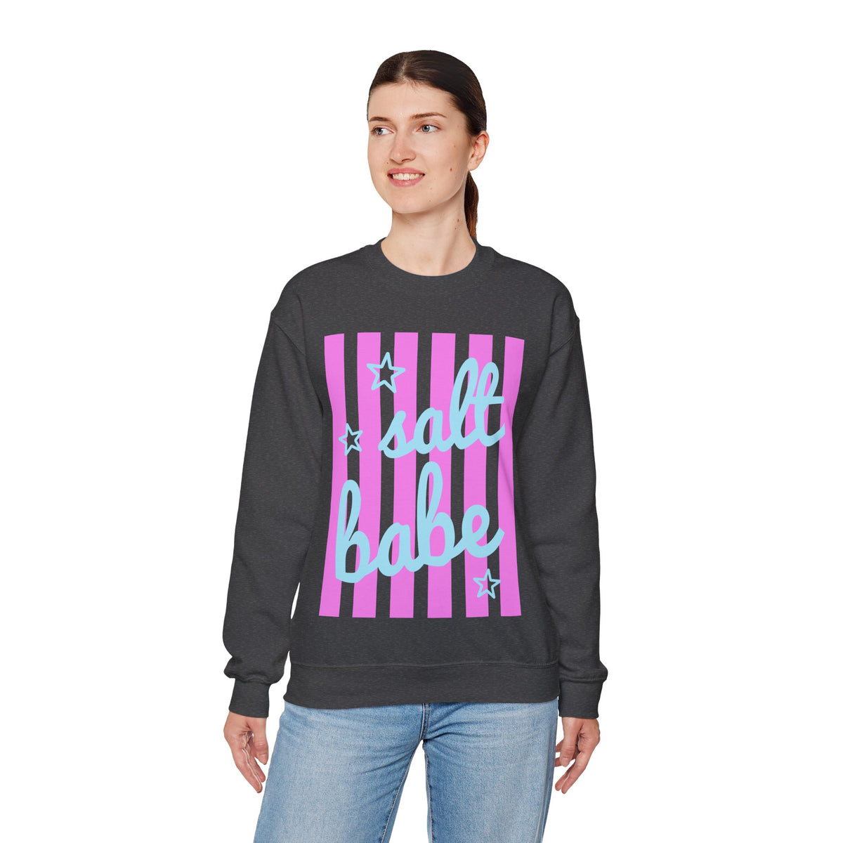 Salt Babe – Gildan Heavy Blend | Trendy Women’s Soft Sweatshirt. Direct to Garment. Printed & Shipped in the USA. Unisex Sizes.