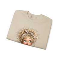 Cute Artist Curly Girl – Gildan Heavy Blend | Trendy Women’s Soft Sweatshirt. Direct to Garment. Printed & Shipped in the USA. Unisex Sizes.