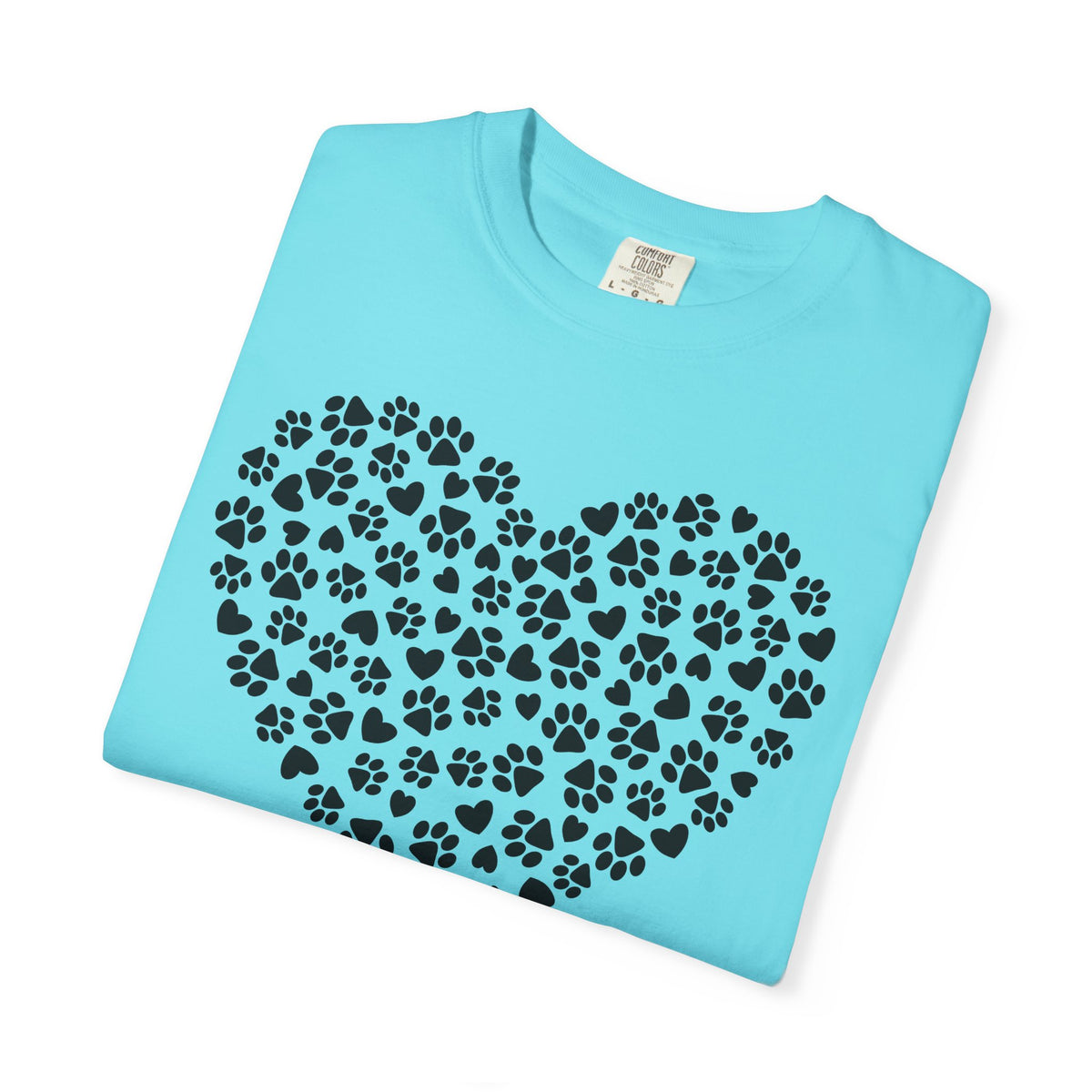 Dog Paw Heart - Comfort Colors | Trendy Women's T-Shirt. Direct to Garment. Printed & Shipped in the USA. Unisex Sizes.