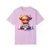 Sugar Addict Highland Cow - Comfort Colors | Trendy Women's T-Shirt. Direct to Garment. Printed & Shipped in the USA. Unisex Sizes.