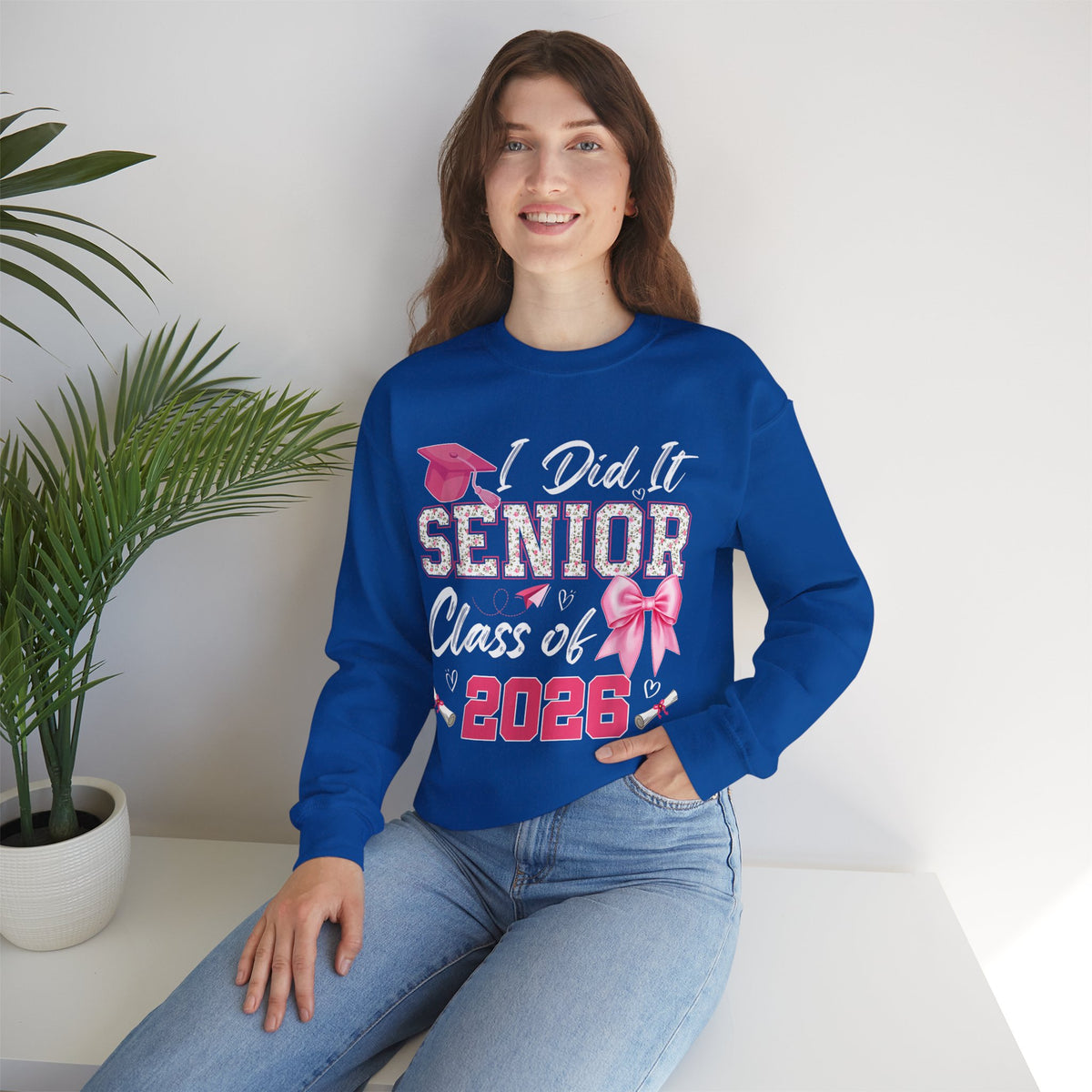 Class of 2026 I Did It Senior Coquette Bow Graduation – Gildan Heavy Blend | Trendy Women’s Soft Sweatshirt. Direct to Garment. Printed & Shipped in the USA. Unisex Sizes.