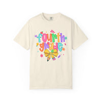 Coquette Fourth Grade Pencil Bow - Comfort Colors | Trendy Women's T-Shirt. Direct to Garment. Printed & Shipped in the USA. Unisex Sizes.