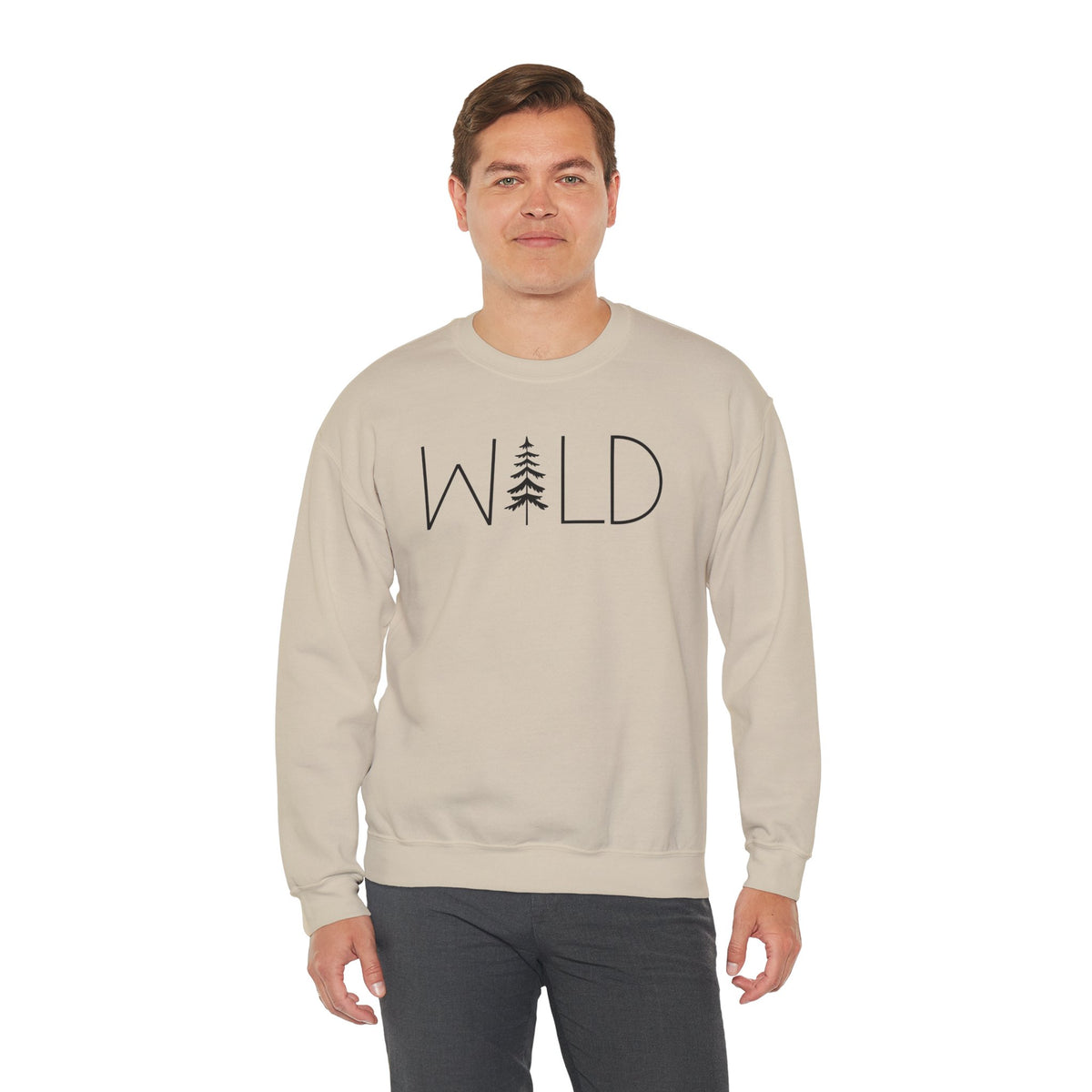Wild Graphic, Nature, Pine Tree, Adventure – Gildan Heavy Blend | Trendy Women’s and Men's Soft Sweatshirt. Direct to Garment. Printed & Shipped in the USA. Unisex Sizes.