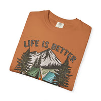 Life Is Better By The Campfire - Comfort Colors | Trendy Women's and Men's T-Shirt. Direct to Garment. Printed & Shipped in the USA. Unisex Sizes.