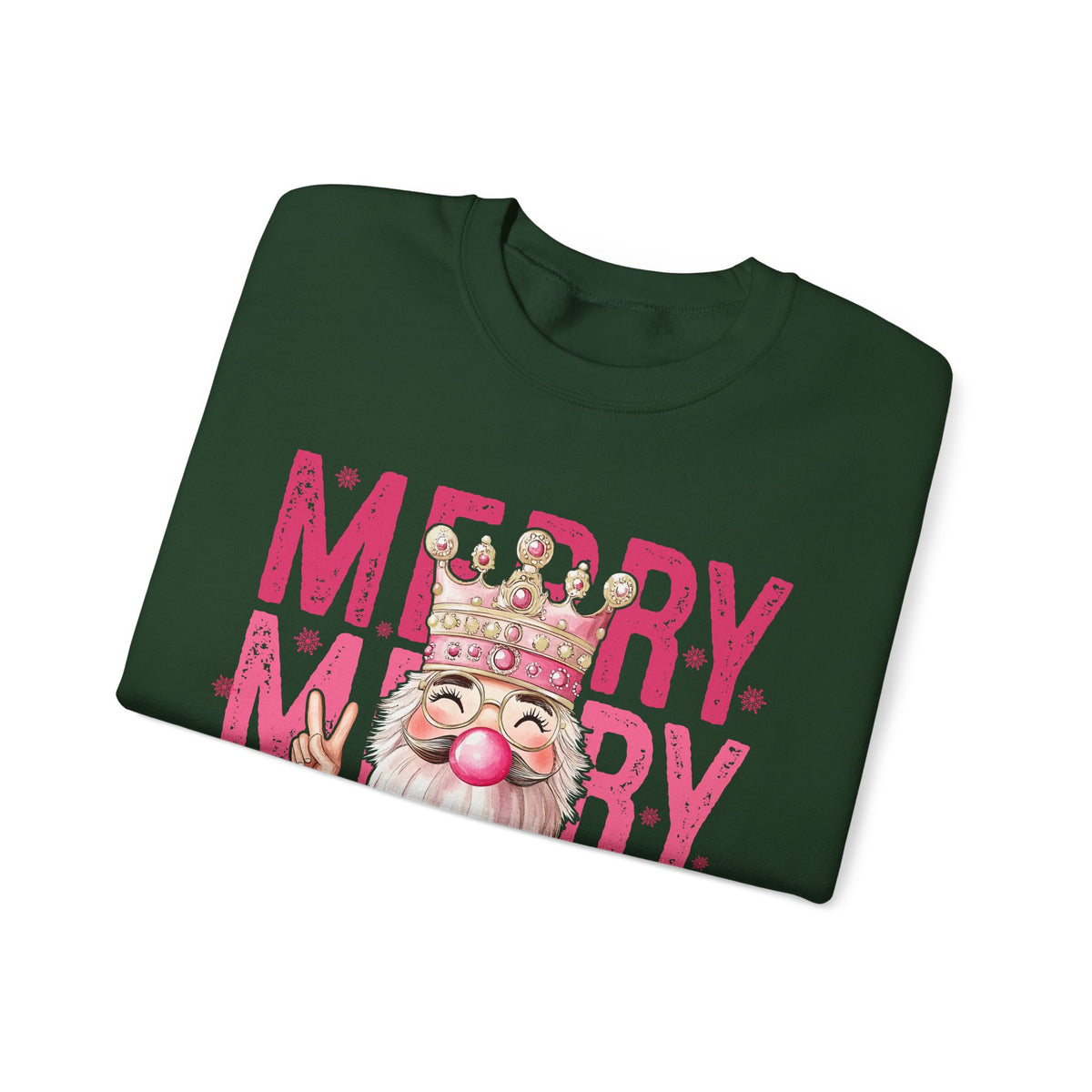Merry Christmas - Cute Pink Bubblegum Nutcracker – Gildan Heavy Blend | Trendy Women’s Soft Sweatshirt. Direct to Garment. Printed & Shipped in the USA. Unisex Sizes.