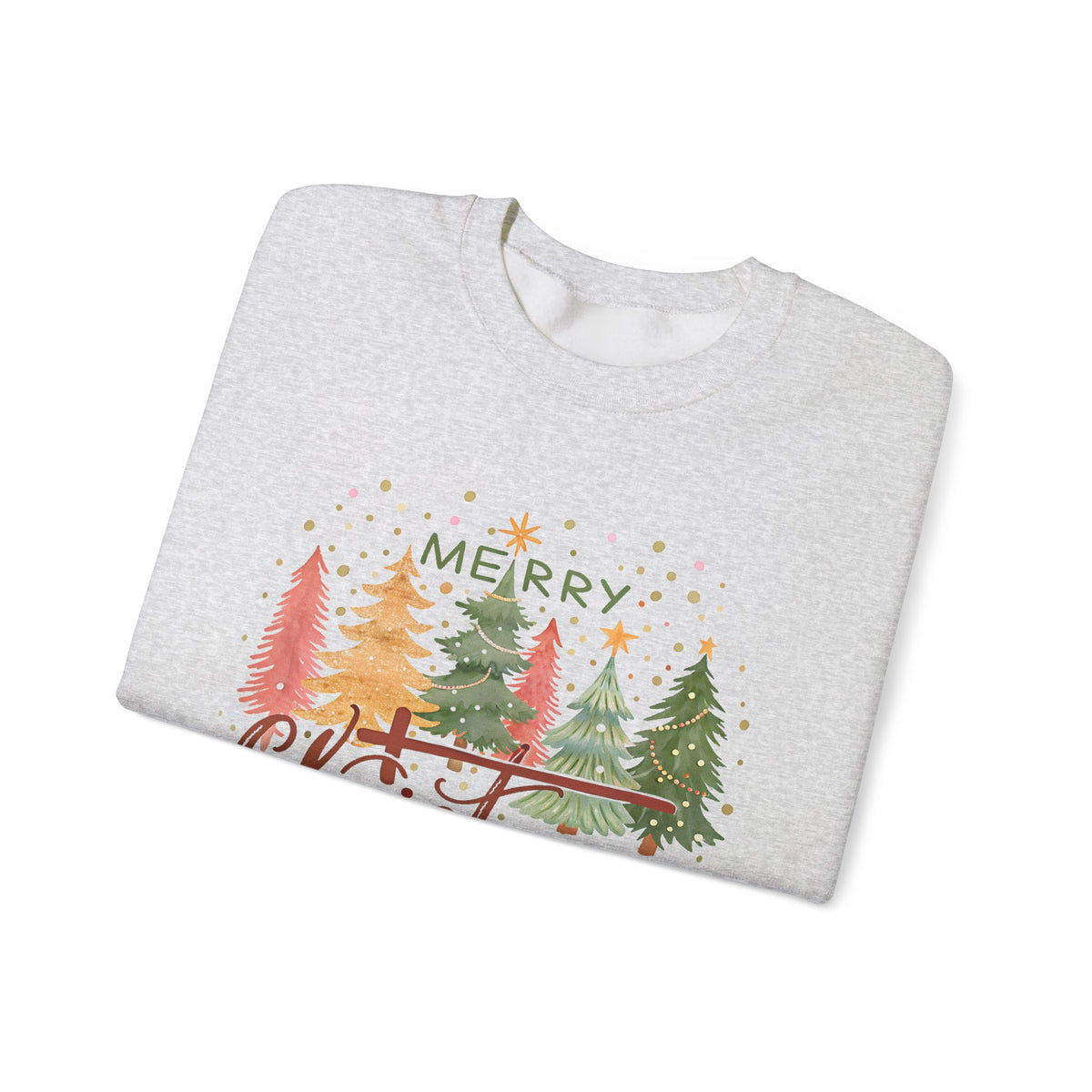 Merry ChrisTmas - Christian Faith – Gildan Heavy Blend | Trendy Women’s Soft Sweatshirt. Direct to Garment. Printed & Shipped in the USA. Unisex Sizes.