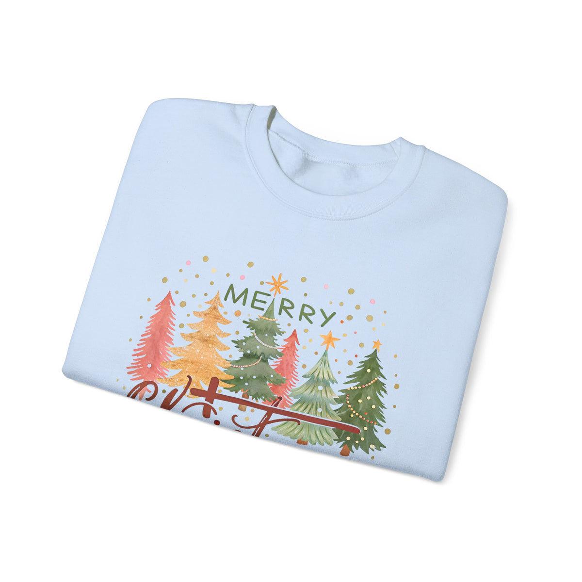 Merry ChrisTmas - Christian Faith – Gildan Heavy Blend | Trendy Women’s Soft Sweatshirt. Direct to Garment. Printed & Shipped in the USA. Unisex Sizes.